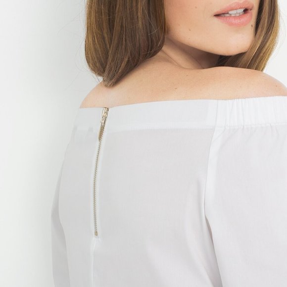 WHBM Off-The-Shoulder Poplin Top Size S - Picture 2 of 7